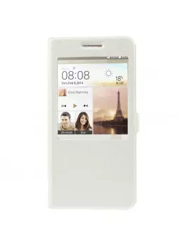 Cover Flip a Portafoglio S-View in Ecopelle per Huawei Ascend G7 Bianco 5712579134424
