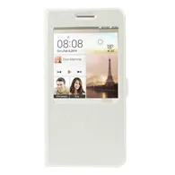 Cover Flip a Portafoglio in Ecopelle S-View per Huawei Ascend G7 (Bianco)