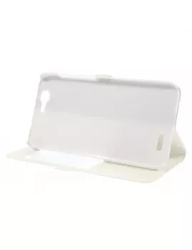 Cover Flip a Portafoglio S-View in Ecopelle per Huawei Ascend G7 Bianco 5712579134424