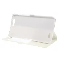 Cover Flip a Portafoglio in Ecopelle S-View per Huawei Ascend G7 (Bianco)