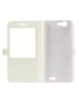 Cover Flip a Portafoglio S-View in Ecopelle per Huawei Ascend G7 Bianco 5712579134424