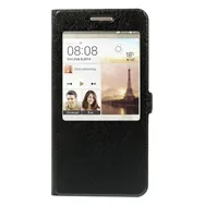 Cover Flip a Portafoglio in Ecopelle S-View per Huawei Ascend G7 (Nero)