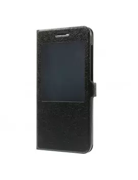Cover Flip a Portafoglio S-View in Ecopelle per Huawei Ascend G7 Nero 5712579134417