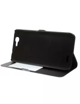 Cover Flip a Portafoglio S-View in Ecopelle per Huawei Ascend G7 Nero 5712579134417