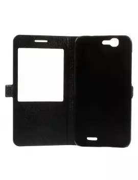 Cover Flip a Portafoglio S-View in Ecopelle per Huawei Ascend G7 Nero 5712579134417