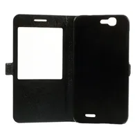 Cover Flip a Portafoglio in Ecopelle S-View per Huawei Ascend G7 (Nero)