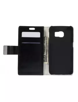 Cover Flip a Portafoglio in Ecopelle per Samsung Galaxy S6 Edge G925 (Nero)