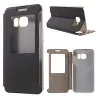 Cover Flip a Portafoglio in Ecopelle Effetto Sabbia per Samsung Galaxy S6 Edge G925 (Nero)