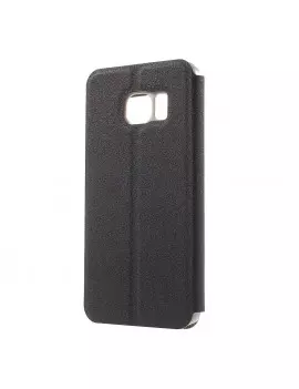 Cover Flip a Portafoglio in Ecopelle Effetto Sabbia per Samsung Galaxy S6 Edge G925 (Nero)