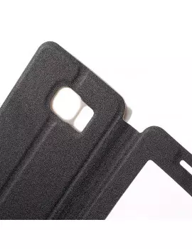 Cover Flip a Portafoglio in Ecopelle Effetto Sabbia per Samsung Galaxy S6 Edge G925 (Nero)