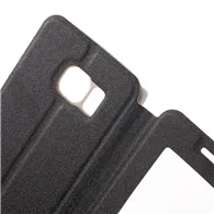 Cover Flip a Portafoglio in Ecopelle Effetto Sabbia per Samsung Galaxy S6 Edge G925 (Nero)