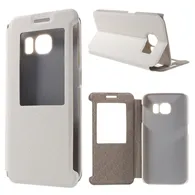 Cover Flip a Portafoglio in Ecopelle Effetto Sabbia per Samsung Galaxy S6 Edge G925 (Bianco)