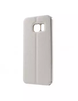 Cover Flip a Portafoglio in Ecopelle Effetto Sabbia per Samsung Galaxy S6 Edge G925 (Bianco)