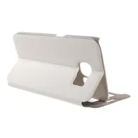 Cover Flip a Portafoglio in Ecopelle Effetto Sabbia per Samsung Galaxy S6 Edge G925 (Bianco)