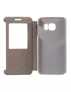 Cover Flip a Portafoglio in Ecopelle Effetto Sabbia per Samsung Galaxy S6 Edge G925 (Bianco)