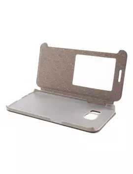 Cover Flip a Portafoglio in Ecopelle Effetto Sabbia per Samsung Galaxy S6 Edge G925 (Bianco)