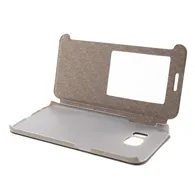 Cover Flip a Portafoglio in Ecopelle Effetto Sabbia per Samsung Galaxy S6 Edge G925 (Bianco)