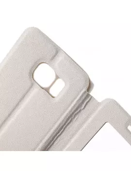 Cover Flip a Portafoglio in Ecopelle Effetto Sabbia per Samsung Galaxy S6 Edge G925 (Bianco)