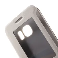 Cover Flip a Portafoglio in Ecopelle Effetto Sabbia per Samsung Galaxy S6 Edge G925 (Bianco)