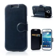Cover Flip a Portafoglio in Ecopelle per Samsung Galaxy S4 Mini i9190 (Blu)