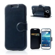 Cover Flip a Portafoglio in Ecopelle per Samsung Galaxy S4 Mini i9190 (Blu)