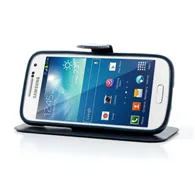 Cover Flip a Portafoglio in Ecopelle per Samsung Galaxy S4 Mini i9190 (Blu)