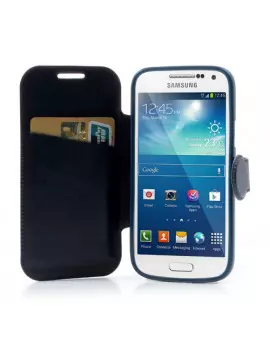 Cover Flip a Portafoglio in Ecopelle per Samsung Galaxy S4 Mini i9190 (Blu)