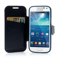 Cover Flip a Portafoglio in Ecopelle per Samsung Galaxy S4 Mini i9190 (Blu)