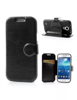 Cover Flip a Portafoglio in Ecopelle per Samsung Galaxy S4 Mini i9190 (Nero)