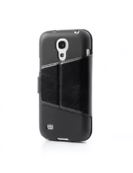 Cover Flip a Portafoglio in Ecopelle per Samsung Galaxy S4 Mini i9190 (Nero)