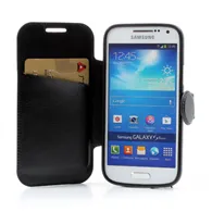 Cover Flip a Portafoglio in Ecopelle per Samsung Galaxy S4 Mini i9190 (Nero)