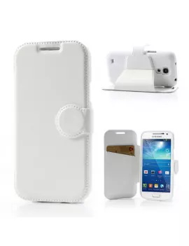 Cover Flip a Portafoglio in Ecopelle per Samsung Galaxy S4 Mini i9190 (Bianco)