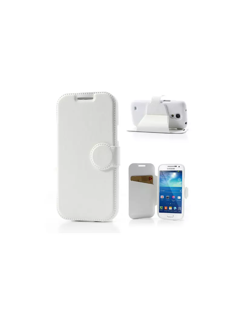 Cover Flip a Portafoglio in Ecopelle per Samsung Galaxy S4 Mini i9190 (Bianco)