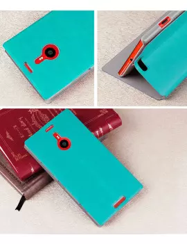 Cover Flip a Portafoglio in TPU per Nokia Lumia 1520 Azzurro 4054048828665
