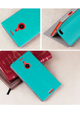 Cover Flip a Portafoglio in TPU per Nokia Lumia 1520 Azzurro 4054048828665