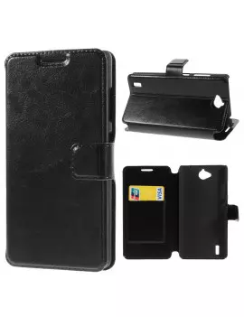 Cover Flip a Portafoglio in Ecopelle per Huawei Ascend G740 Nero 4054048304244