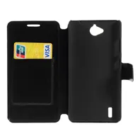 Cover Flip a Portafoglio in Ecopelle per Huawei Ascend G740 (Nero)