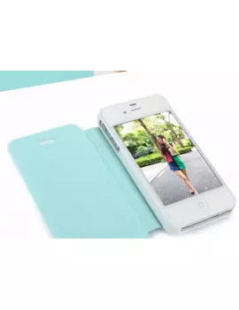 Cover Flip a Portafoglio Luxury iPhone 4 4S Azzurro