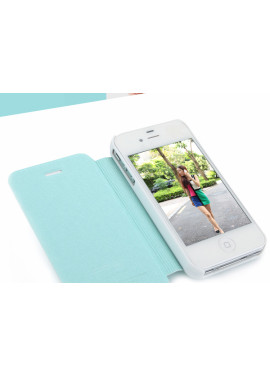 Cover Flip a Portafoglio Luxury iPhone 4 4S Azzurro