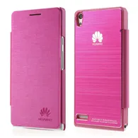 Cover Flip a Portafoglio Metal Style per Huawei Ascend P6 (Fucsia)