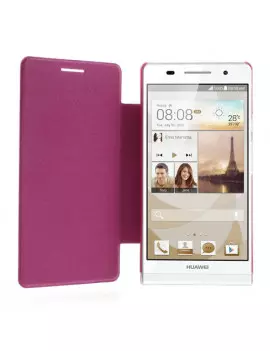 Cover Flip a Portafoglio Metal Style Huawei Ascend P6 Fucsia