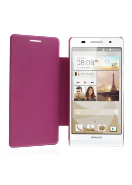 Cover Flip a Portafoglio Metal Style Huawei Ascend P6 Fucsia