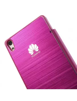 Cover Flip a Portafoglio Metal Style Huawei Ascend P6 Fucsia