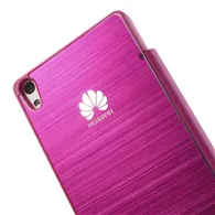 Cover Flip a Portafoglio Metal Style per Huawei Ascend P6 (Fucsia)
