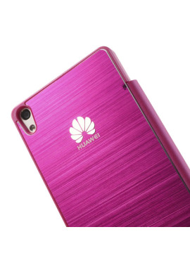 Cover Flip a Portafoglio Metal Style Huawei Ascend P6 Fucsia