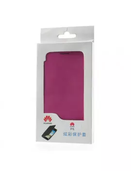 Cover Flip a Portafoglio Metal Style Huawei Ascend P6 Fucsia