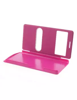 Cover Flip a Portafoglio Metal S-View Huawei Ascend P6 Fucsia