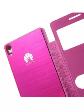 Cover Flip a Portafoglio Metal S-View Huawei Ascend P6 Fucsia