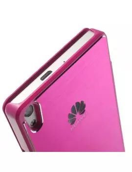 Cover Flip a Portafoglio Metal S-View Huawei Ascend P6 Fucsia