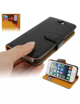 Cover Flip a Portafoglio in Ecopelle Carta Credito per iPhone 5 5S Nero 6922589732346
